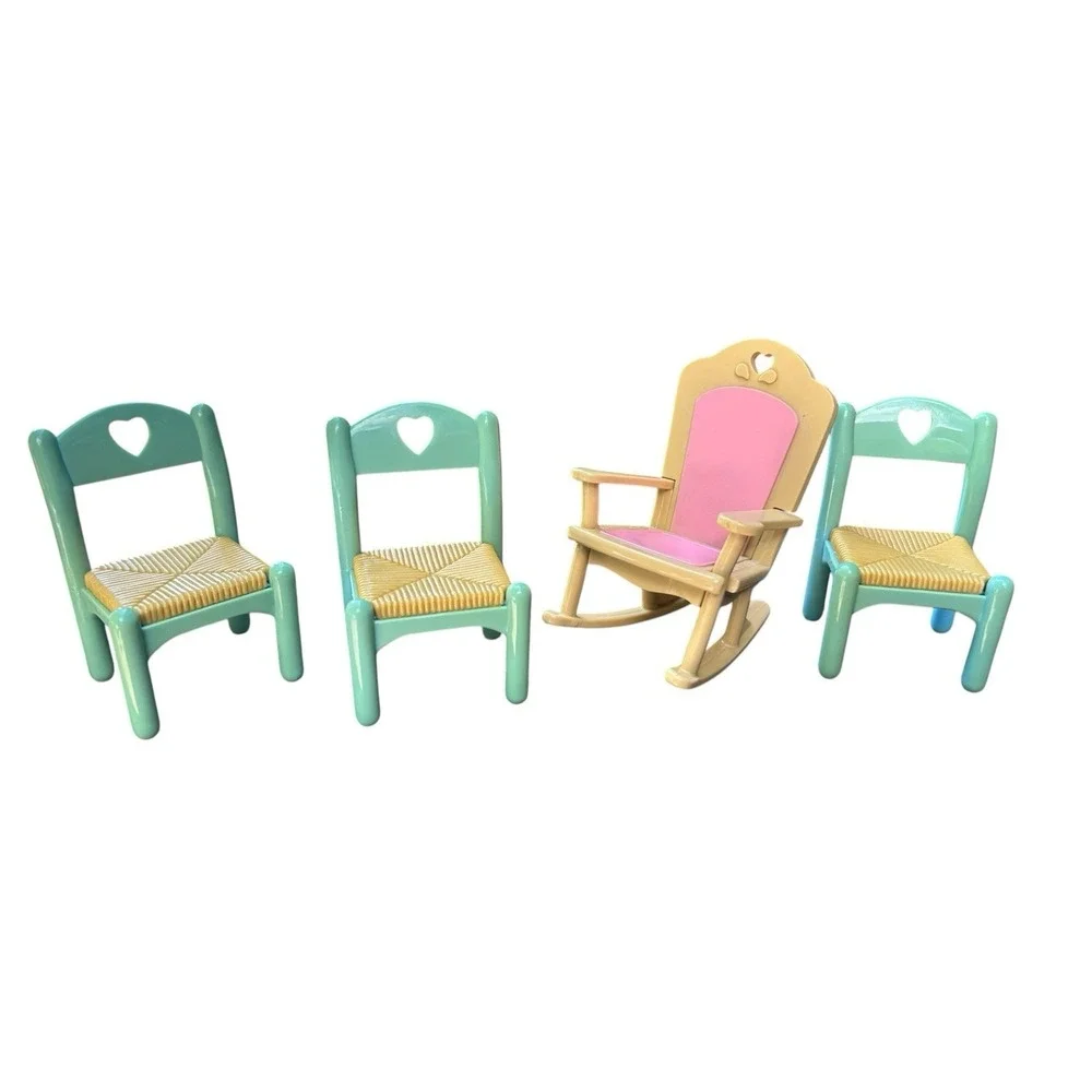 Vintage Loving Family Dollhouse Furniture Lot Chairs Rocking Chair 90s